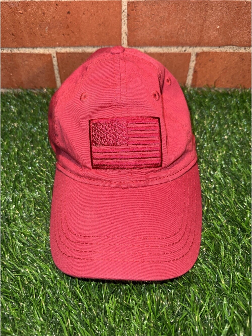 Academy Sports & Outdoors American Flag Red Ball Cap Hat Adjustable
